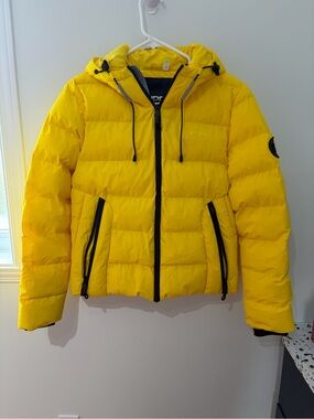 Bright Yellow Puffer Jacket with Hood